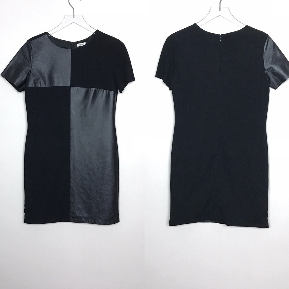 Neiman Marcus Black Dress w/Leather Panels Size S